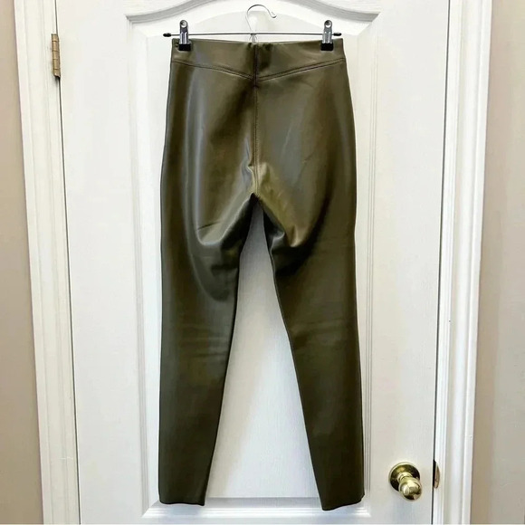 Topshop Piper Faux Leather Leggings Olive  Khaki Green Size 4 - Picture 4 of 14